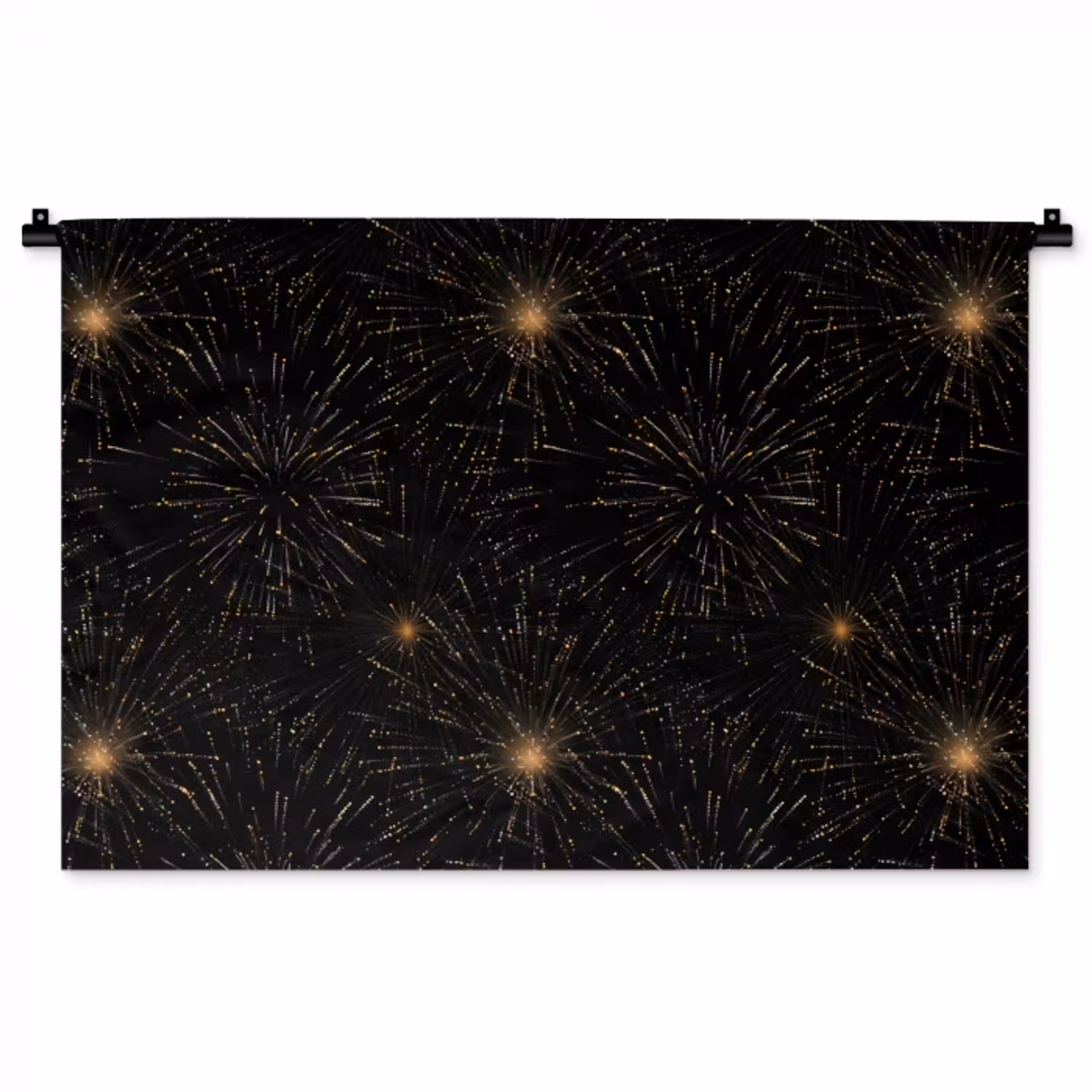 Vuurwerk - Patroon - Feestelijk - Goud - Zwart Wandkleed katoen middel 269 -zz3d