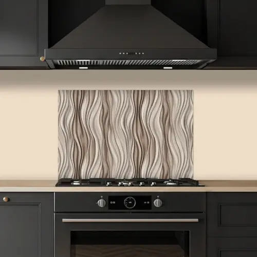 Golven - 3D - Crème keuken achterwand spatscherm klein 900 -sfeer1