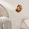 Koptelefoon - Oranje - Explosief Wandcirkel behangsticker klein -sfeer4