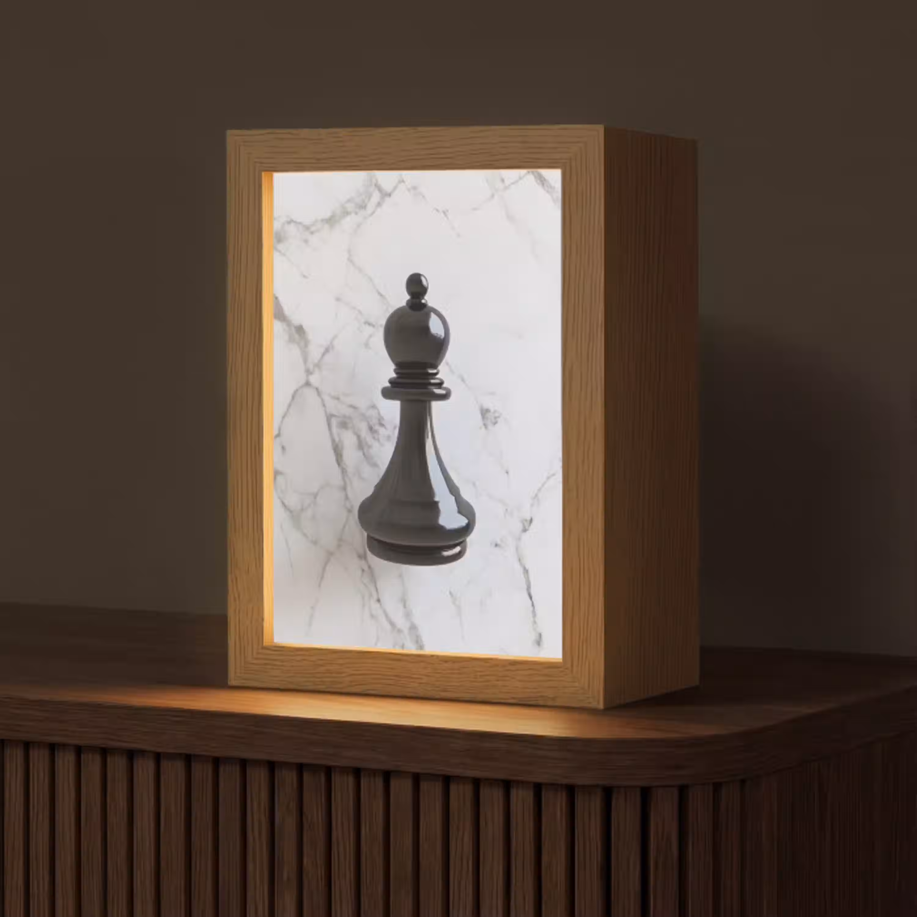 Schaakstuk - Loper - Zwart - Marmer Light Box met kabel (Tafellamp) klein -z3d_website