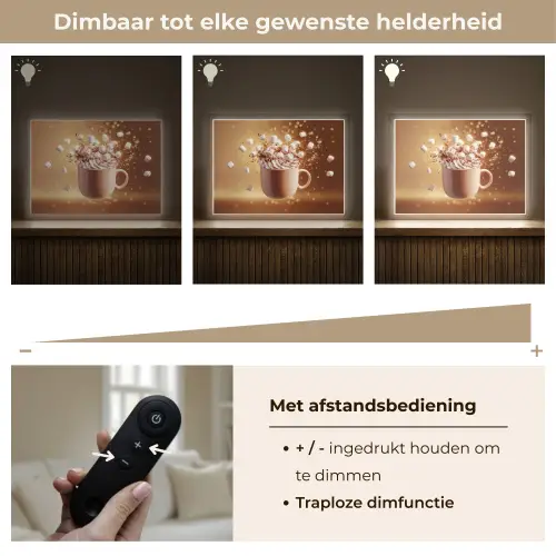 Chocomelk - Drinken - Warm - Bruin Light Box met batterij (Wandlamp) middel -USP_dimbaarNL