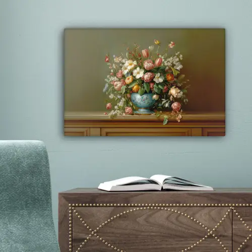 Vaas - Pastel - Kleuren - Bloemen canvas 2cm klein -sfeer4