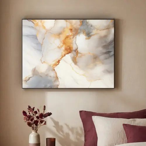 Marmer - Grijs - Goud Textielframe zwart klein -sfeer1