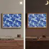 Palmblad - Patroon - Blauw Light Box met batterij (Wandlamp) middel 907 -sfeer3