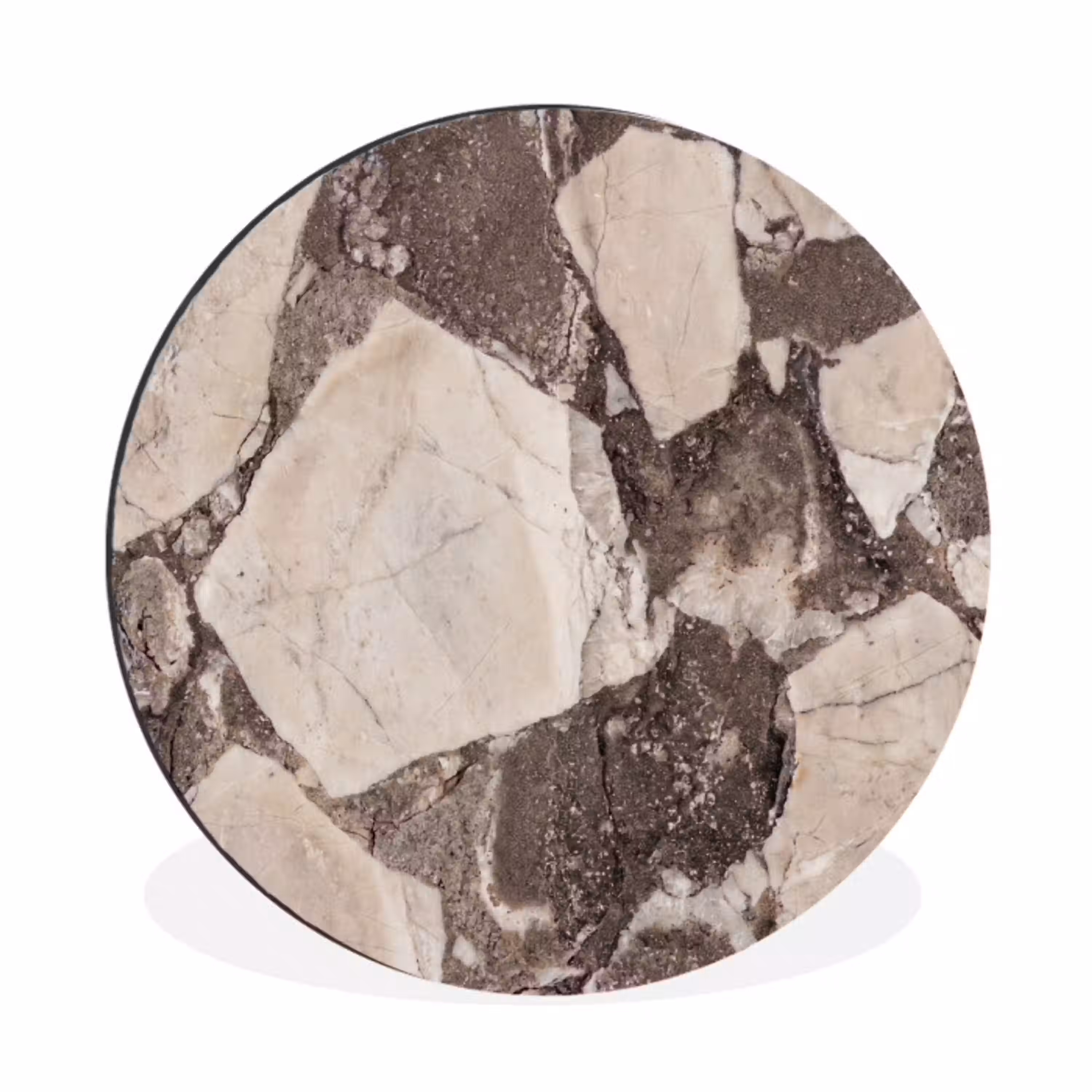 Textuur - Marmer - Abstract - Beige - Bruin Wandcirkel aluminium klein -3d