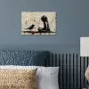 Street art - Meisje - Vogel - Graffiti - Banksy poster papier klein -sfeer2