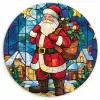 Kerstman - Glas - Kleurrijk Wandcirkel kunststof plaat 5mm dik klein -3d