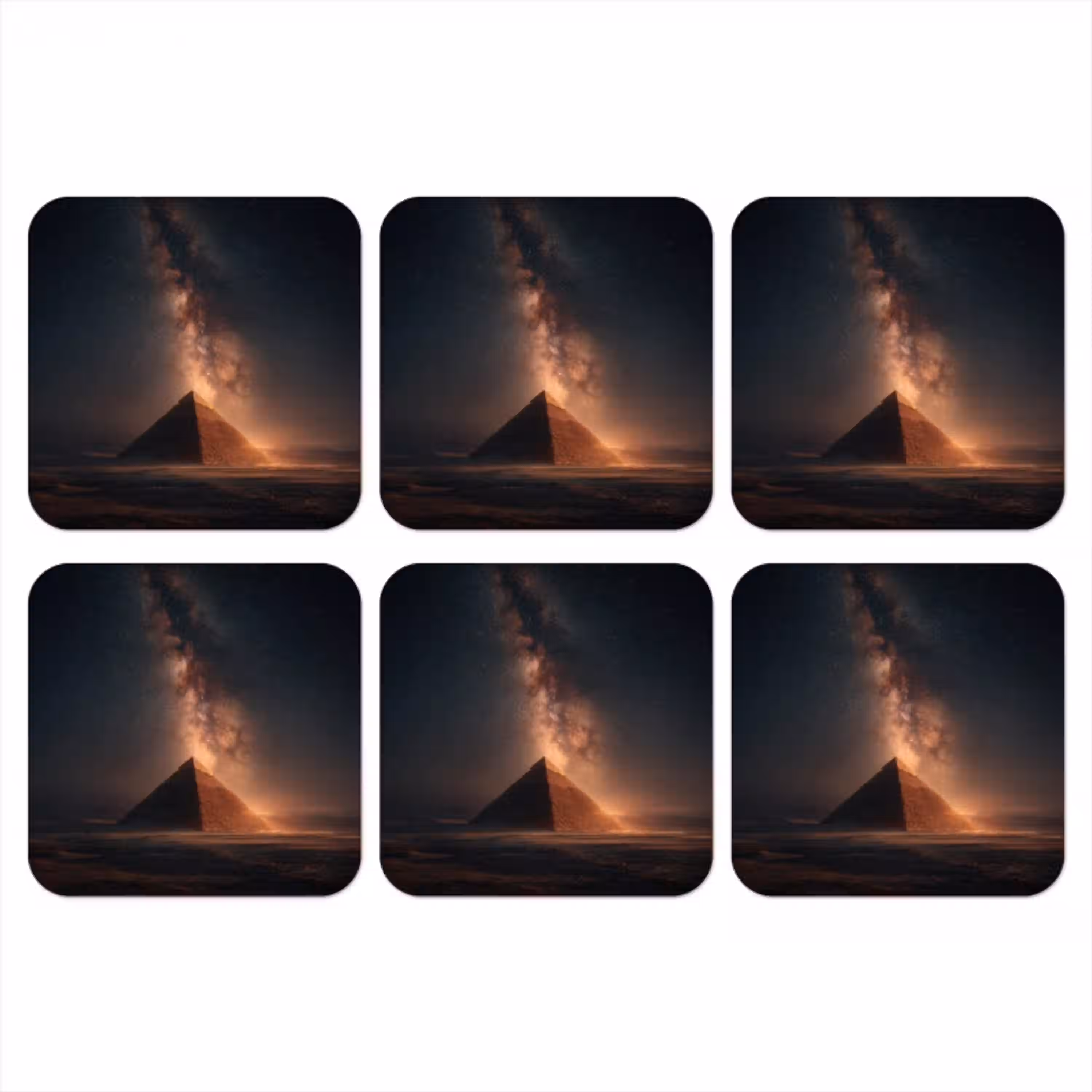 Piramide - Woestijn - Licht onderzetter kurk middel -3d