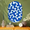 Vormen - Abstract - Blauw - Golven Wandcirkel Ovaal Glas middel -sfeer2