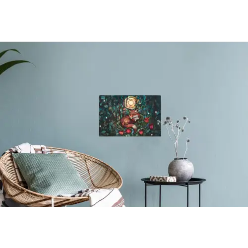 Vos - Mozaïek - Bos - Maan Muursticker klein -plant