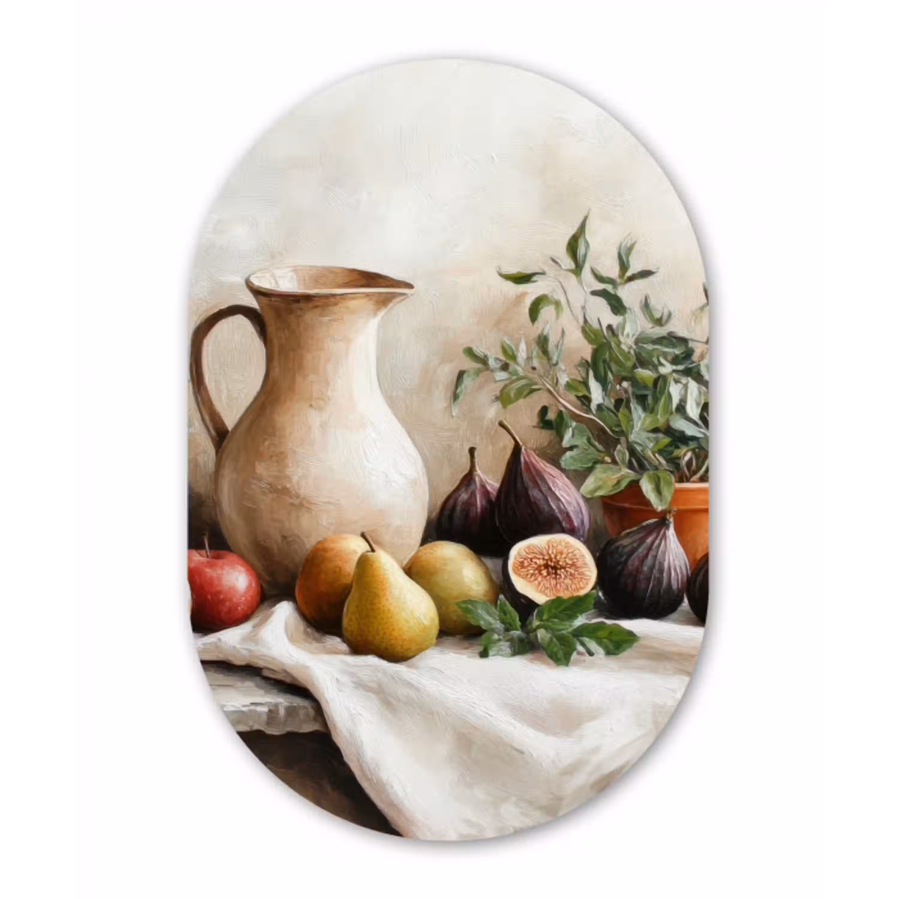 Fruit - Kruiden - Landelijk Wandcirkel Ovaal Aluminium middel -3d