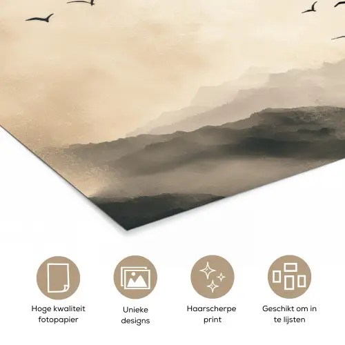 Landschap - Japandi - vogel poster papier klein -closeup_NL