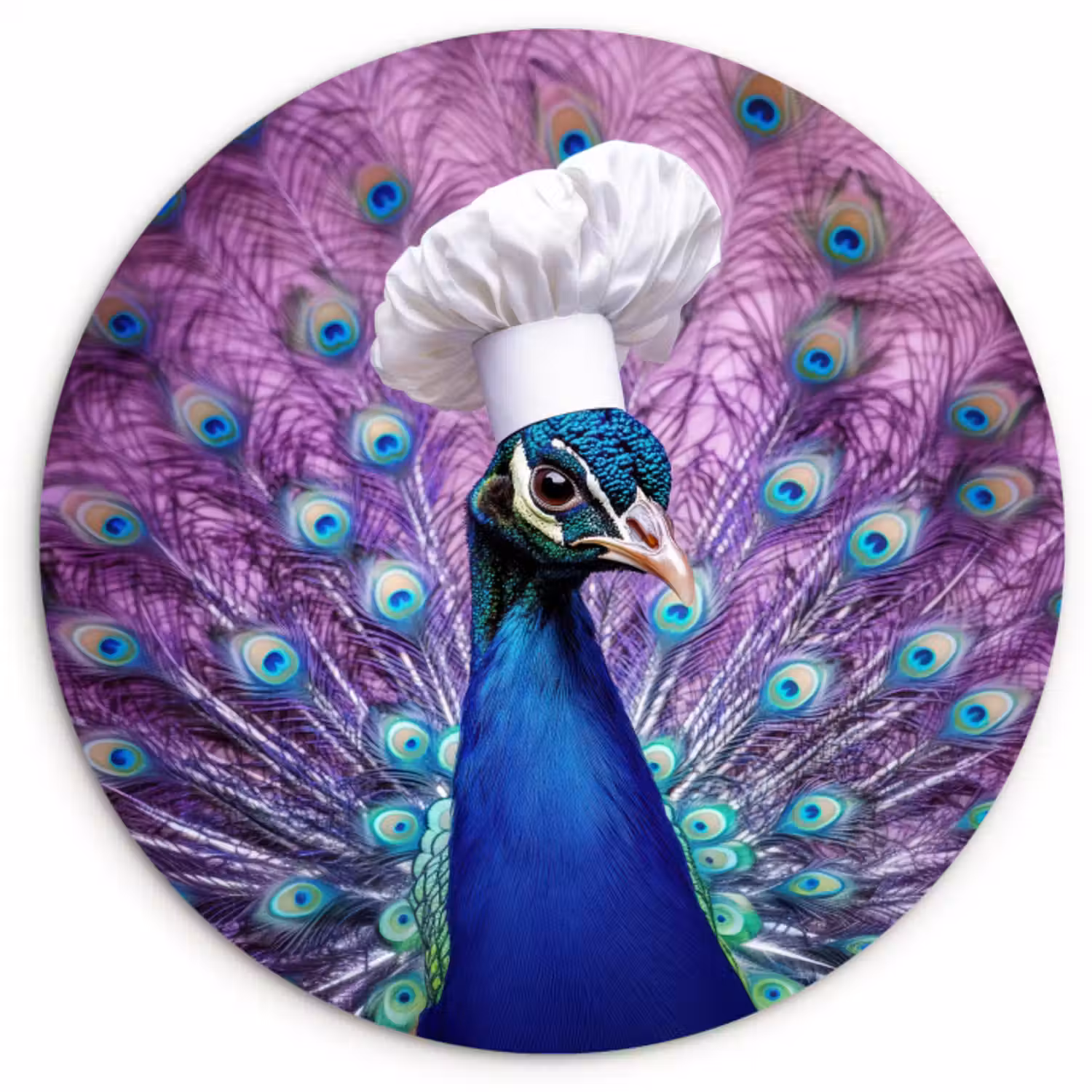 Forexbild Rund - Pfau - Kochmütze - Cool - Lila