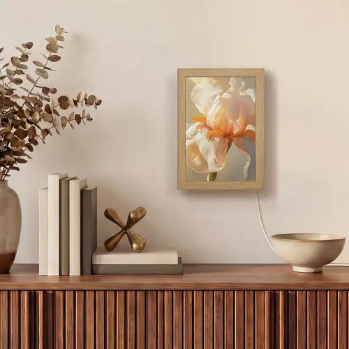 Close up - Oranje - Iris Light Box met kabel (Tafellamp) klein -sfeer2
