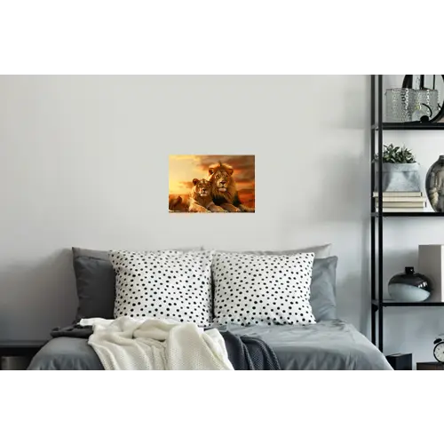 Leeuwen - Zonsondergang - Afrika - Savanne - Dieren Muursticker klein -slaapkamer