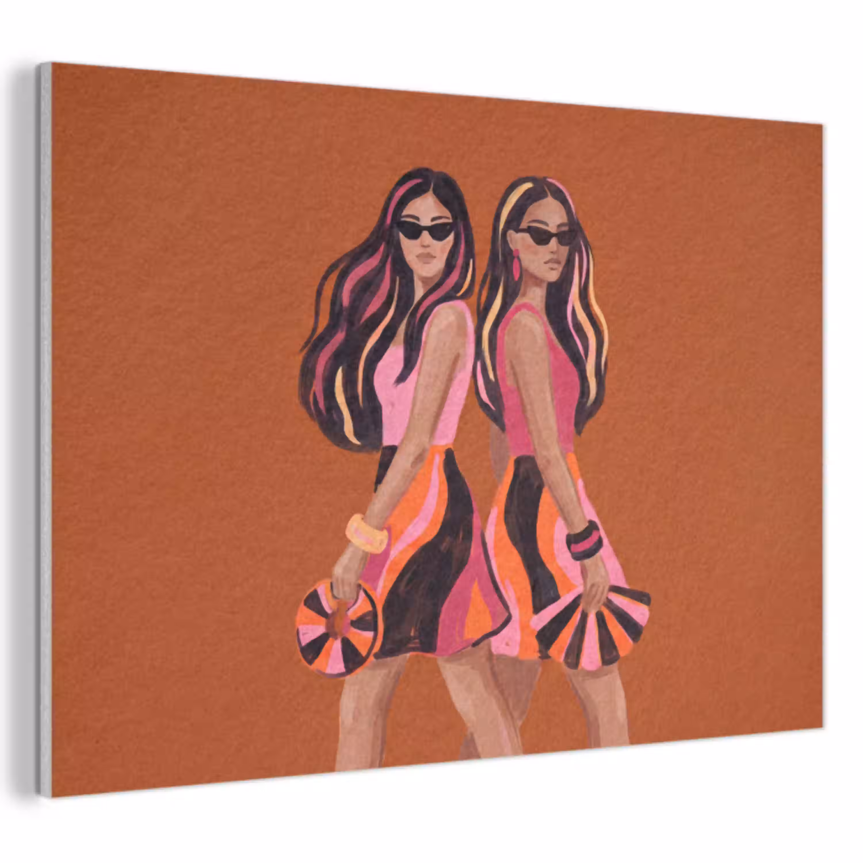 Mensen - Duo - Mode - Illustratie - Kleurrijk PET vilt klein -3d