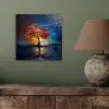 Boom - Blauw - Bladeren - Vakken aluminium wit klein -sfeer2