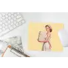 Handdoeken - Vrouw - Jurk - Roze muismat rubber klein -witbureau
