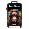 Chimpansee met Koptelefoon en Graffiti-Spray NBS - Handbagage koffer - Kinderen Unisex middel -productfoto_recht