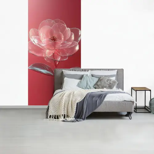 Sierlijk - Bloem - Roze - Glazen fotobehang vinyl groot -slaapkamer
