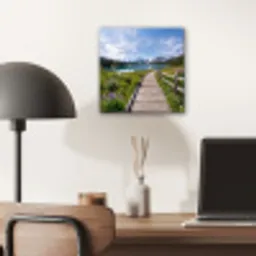 Bergen - Meer - Landschap - Blauw aluminium wit klein -sfeer5