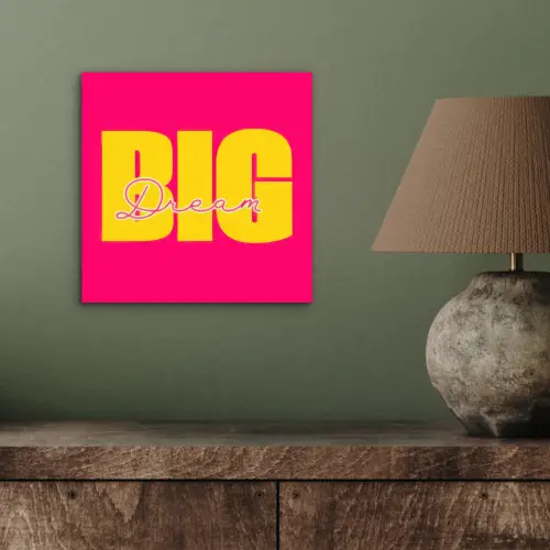 Dream big - Roze - Geel - Minimalistisch aluminium wit klein -sfeer2