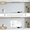 Marmer - Grijs - Wit - Abstract - Marmerlook keuken achterwand spatscherm klein -voor_na_NL
