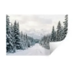 Weg - Sneeuw - Naaldbos - Winter - Avontuurlijk Muursticker klein -3d