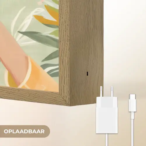 Glazen - Proosten - Bladeren - Groen Light Box met batterij (Wandlamp) middel -USP_websiteoplaadbaarNL