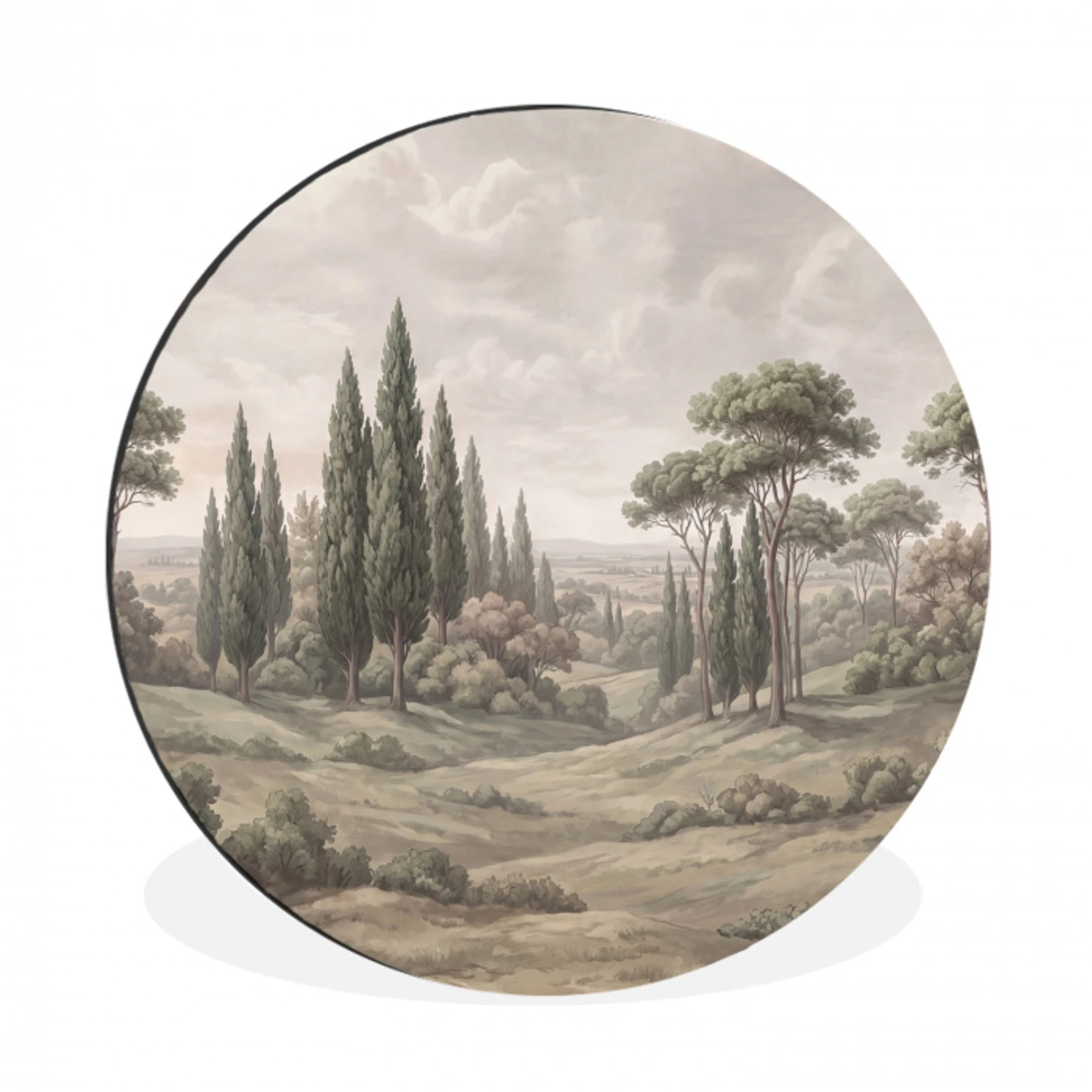 Vallei - Bos - Natuur - Groen Wandcirkel aluminium klein -3d