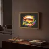 Hamburger - Graffiti - Verf - Kleurrijk - Eten - Abstract Light Box met batterij (Wandlamp) middel -sfeer1