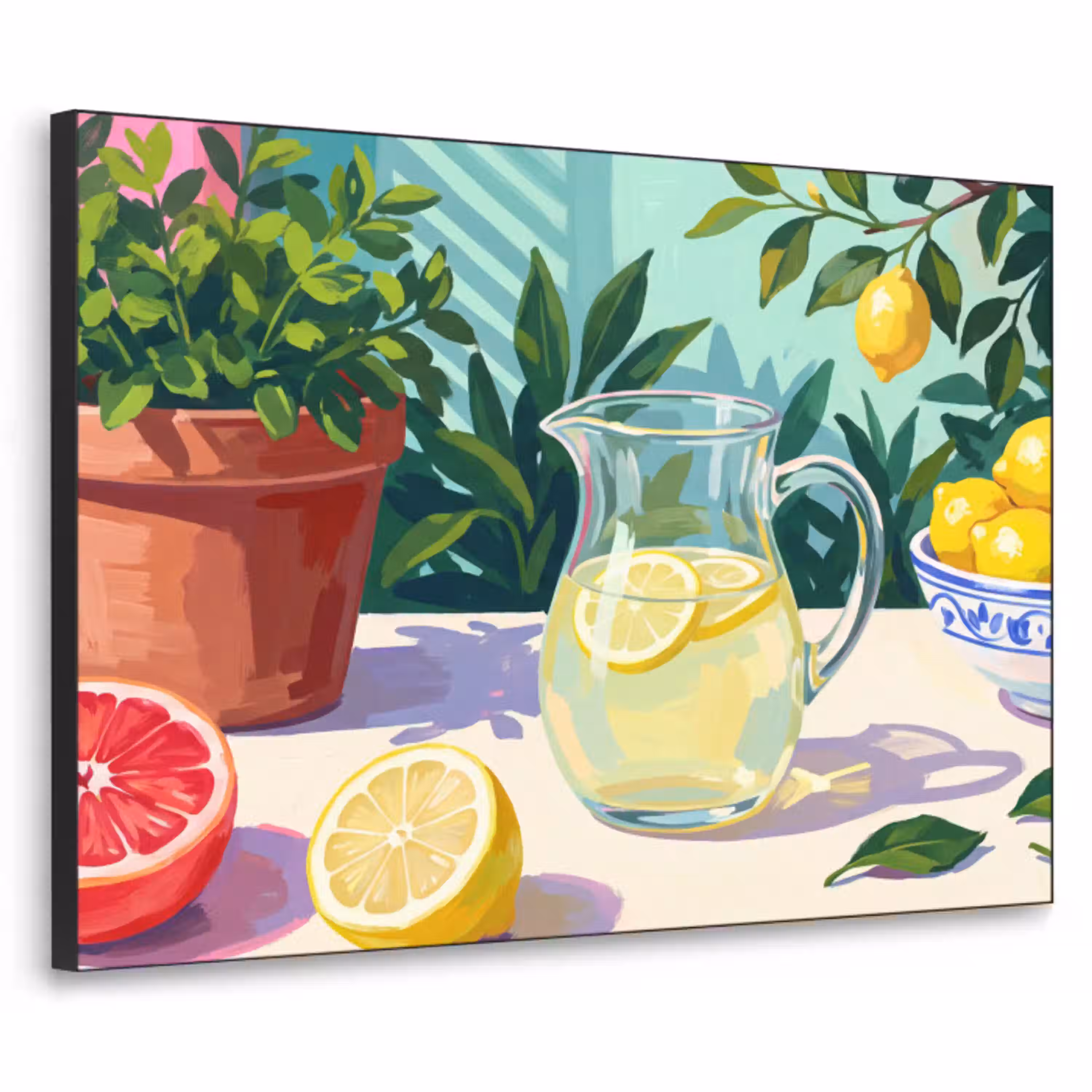 Citroen limonade zomer Textielframe zwart klein -3d