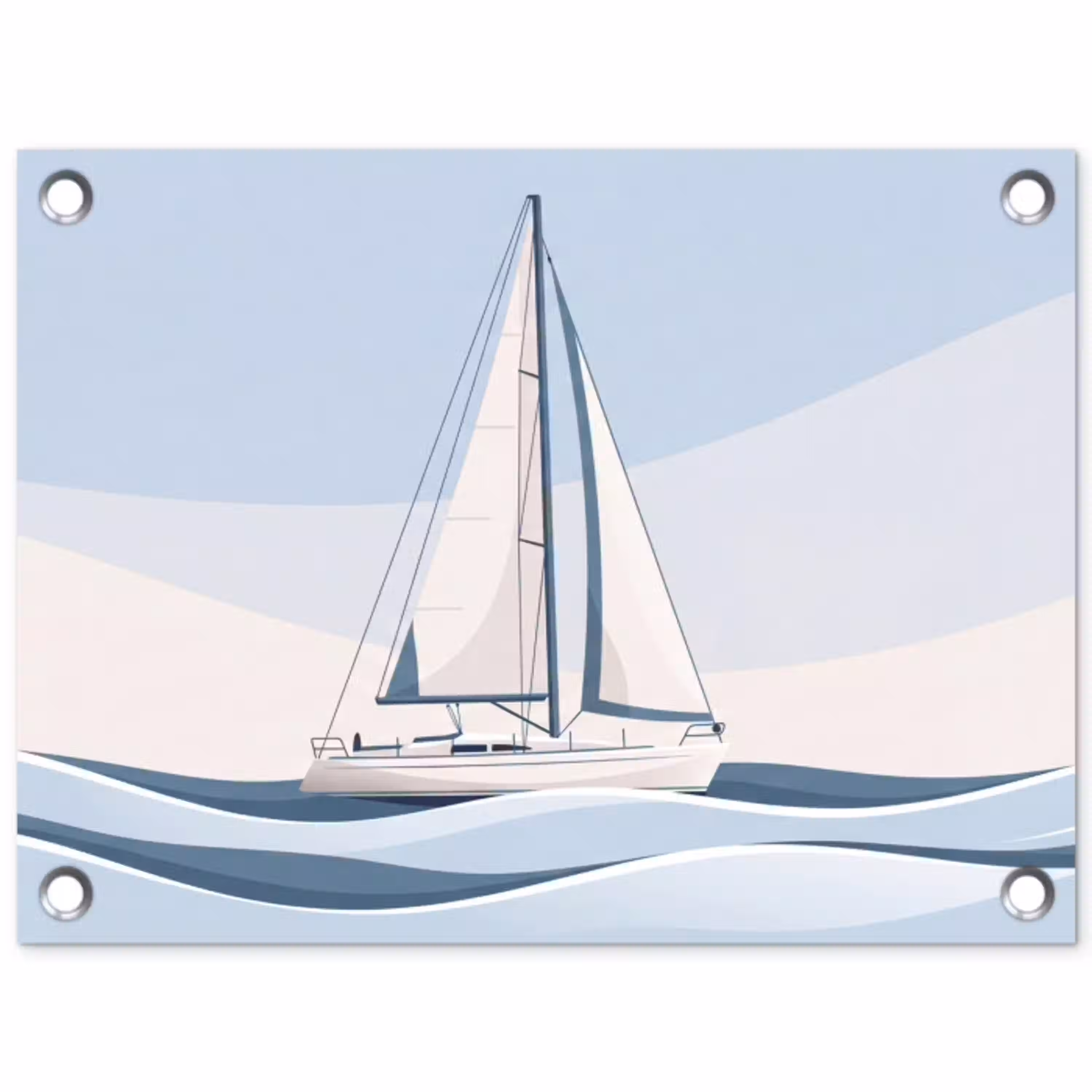 Boot - Zeil - Zee - Modern - Beige tuinposter los doek klein -3d