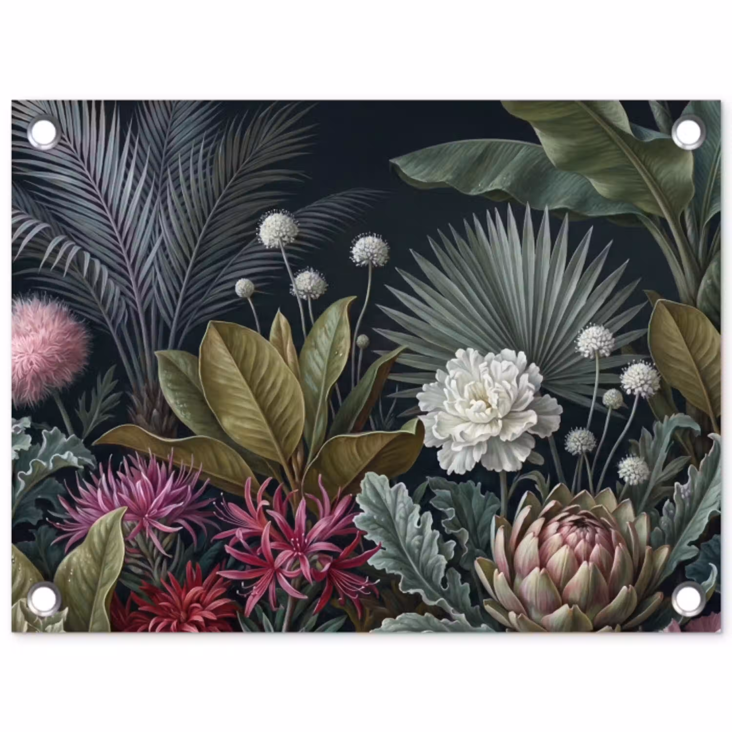 Planten - Tropisch - Botanisch - Donker - Groen tuinposter los doek klein -3d