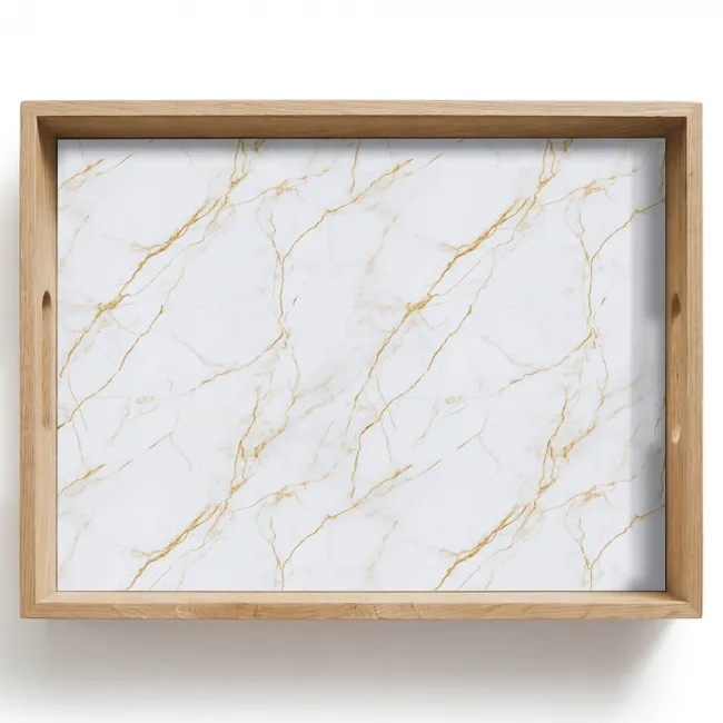 Vassoio - Bianco - Marmo - Oro - Lussuoso