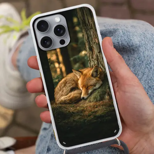 Vos - Bos - Slapen Hoesje iPhone 16 Pro Max met koord klein -sfeer3