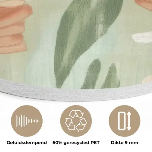 Glazen - Proosten - Bladeren - Groen Akoestische PET Vilt - Rond klein -closeup_NL