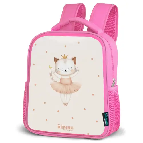 Ballerina kitten in beige kleuren Kinderrugzak - Roze middel -schuin
