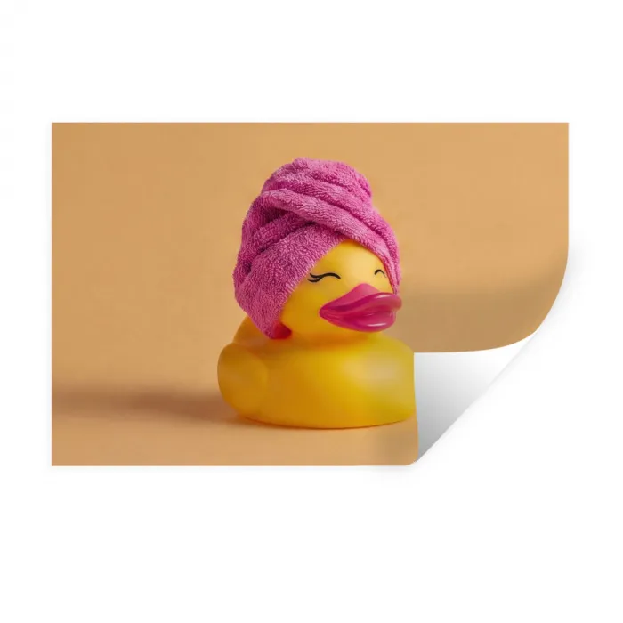 Badeend - Handdoek - Kleurrijk Muursticker klein -3d