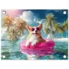Corgi - Zwemband - Roze - Zonnebril tuinposter los doek klein -3d