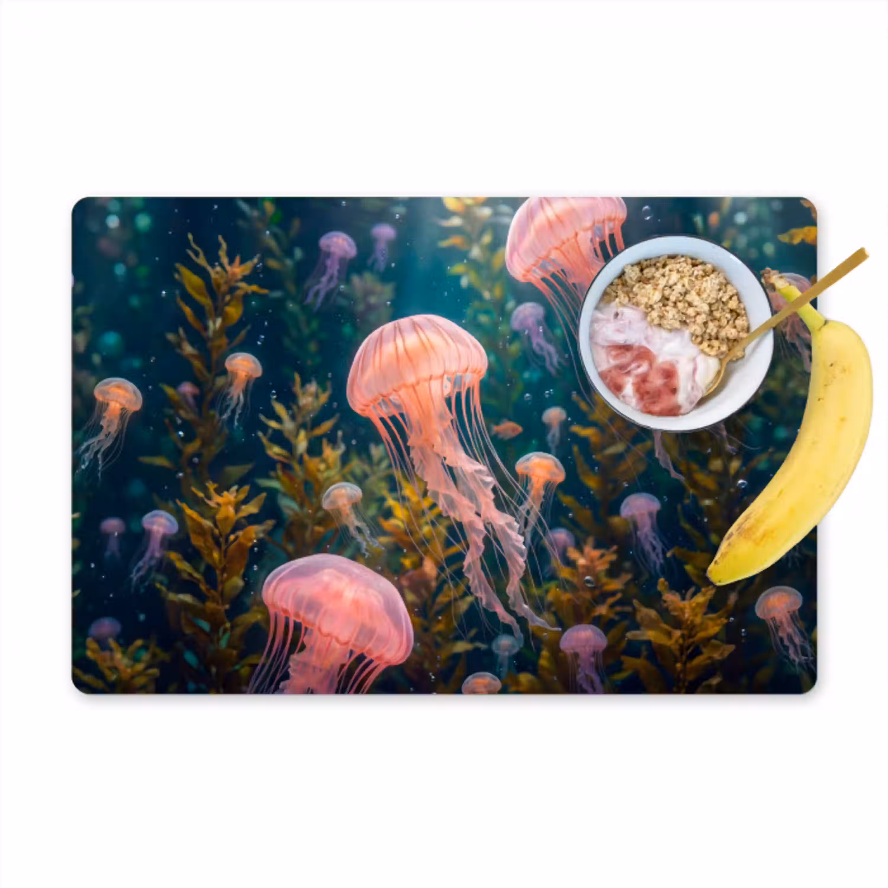 Kwal - Roze - Onderwater - Zeeleven - Dieren Placemat vinyl groot -zzzproduct_Kitchenyeah-website