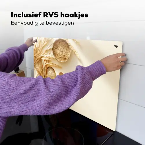 Granen - Hout - Kom - Beige Inductie beschemer met haakjes klein -ky-ophangen-nl