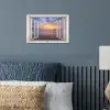 Doorkijk - Zee - Strand - Zonsondergang - Blauw poster papier klein -sfeer2