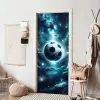 Voetbal - Galaxy - Ruimte - Sport - Blauw deurposter klein -sfeer6