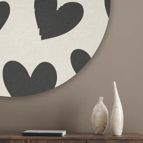 Hartjes - Zwart - Beige Akoestische PET Vilt - Rond klein -sfeer5_closeup