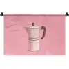 Roze - Mokkapot - Illustratie - Koffie Wandkleed katoen klein -zz3d