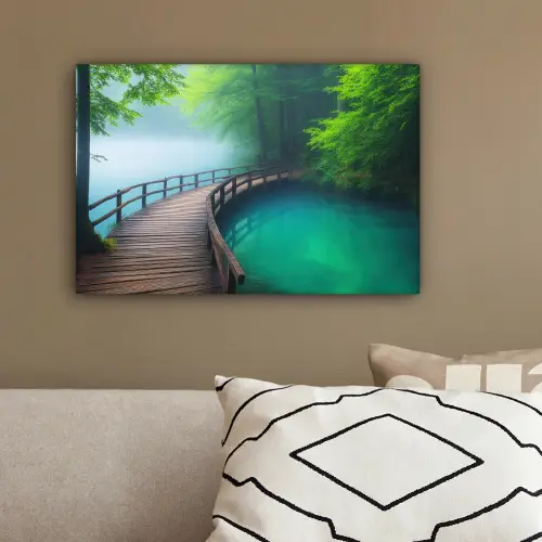 Brug - Water - Rivier - Bos canvas 2cm klein -sfeer3