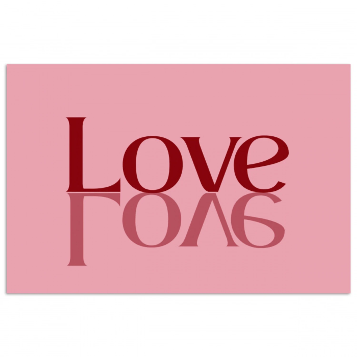 Love - Roze - Spiegeling poster papier klein -3d