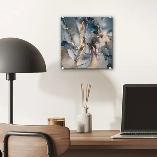 Marmer - Grijs - Blauw - Luxe - Goud plexiglas 5mm klein -sfeer6