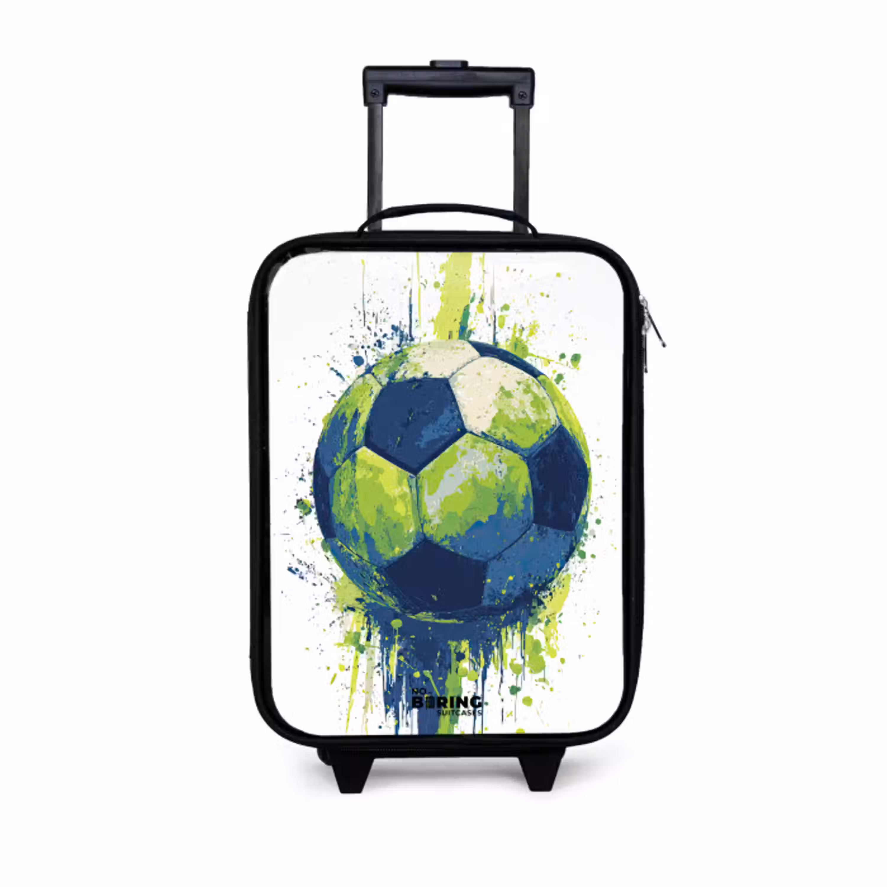 Voetbal - Verf - Groen - Blauw Kinderkoffer - Zwart klein -3d